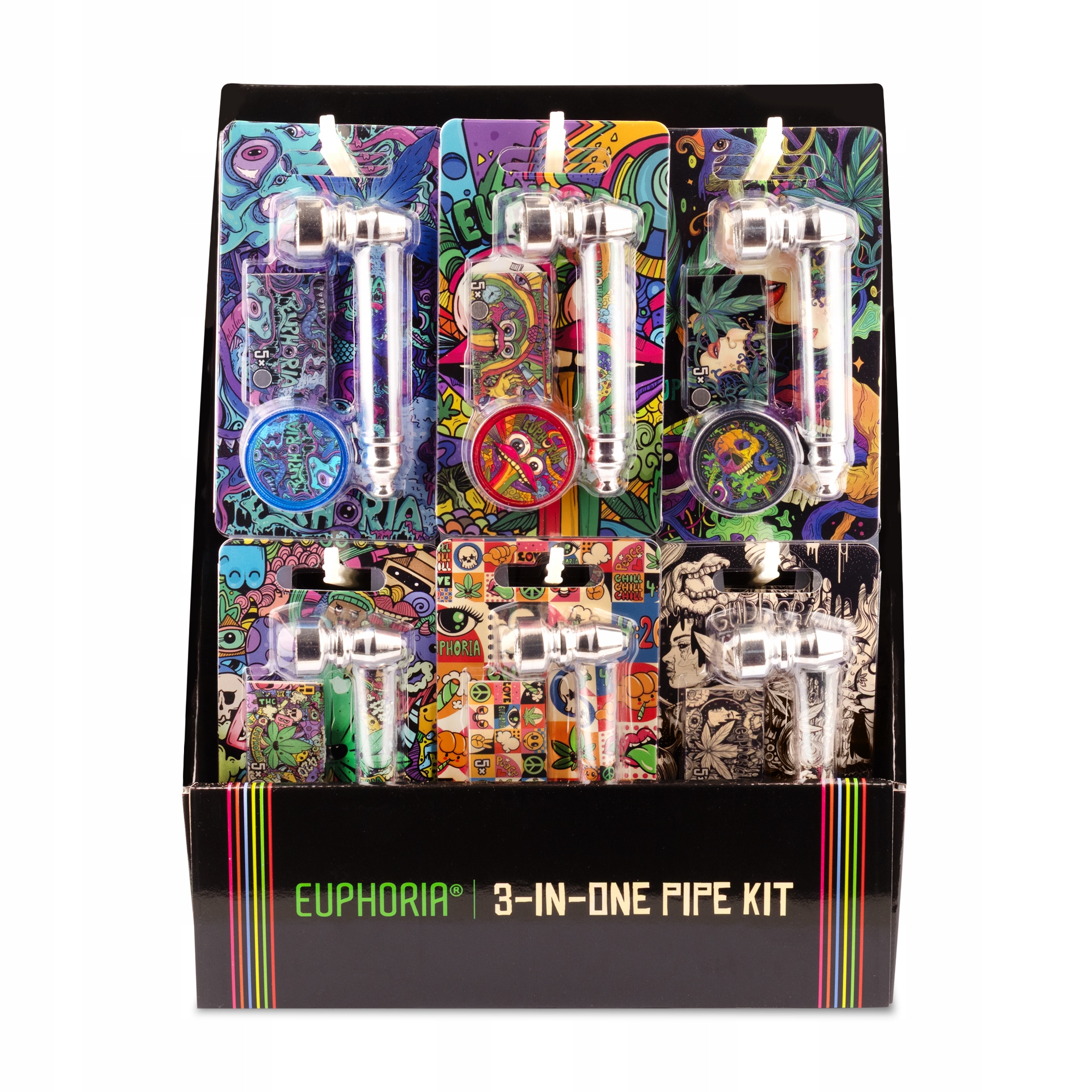 Fajka metalowa (lufka) Euphoria Groovy + mini grinder + 5 sitek