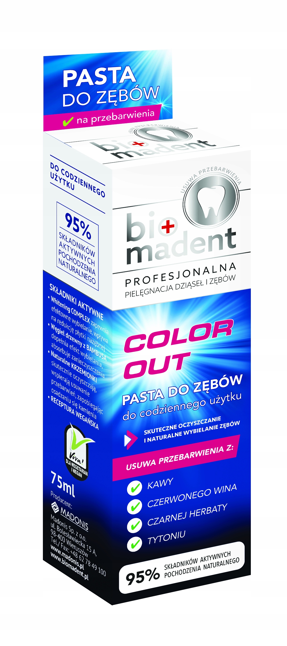 BIO MADENT Profesjonalna pasta do zębów Na Przebarwienia COLOR OUT –75ml